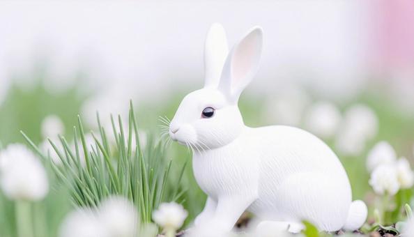 庭のウサギの人形 庭のウサギの人形の写真