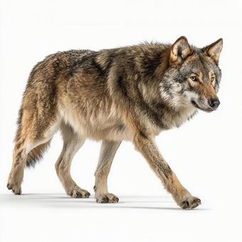 スタジオ撮影された雄大な狼の写真