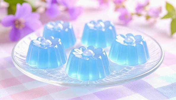 ひんやり涼やか:花咲くブルーゼリーの誘惑 ひんやり涼やか:花咲くブルーゼリーの誘惑の写真