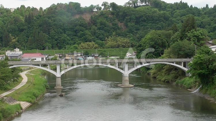 山形のとある風景４ 山形県,橋,空の写真素材