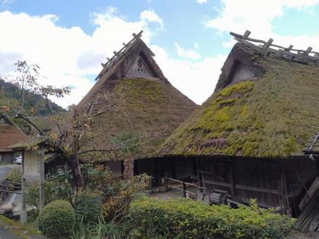 かやぶきの里の風景 かやぶき屋根,美山,かやぶきの里の写真素材