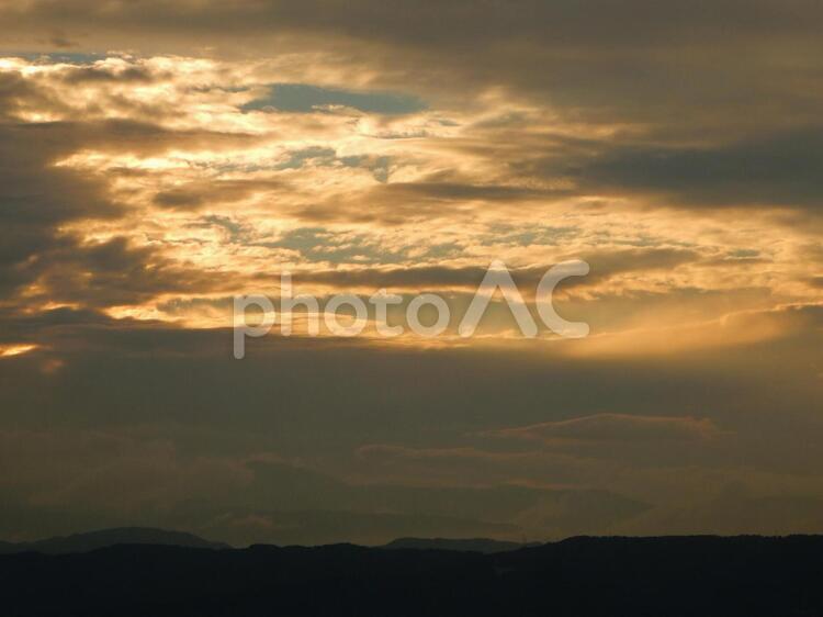 夕景日・信州の夕焼け 夕焼け,9月,日本の写真素材