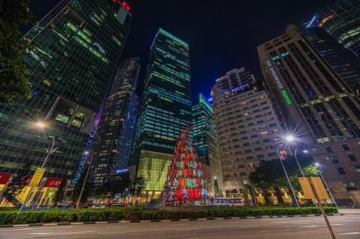 都市夜景 都市夜景,夜景,シンガポールの写真素材