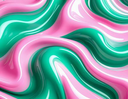 グリーンとピンクのうねりテクスチャ02の写真