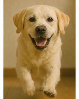 走り出す犬|ラブラドール|屋内 走り出す犬|ラブラドール|屋内の写真