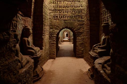 Photo, myanmar, a temple, buddha statue, 