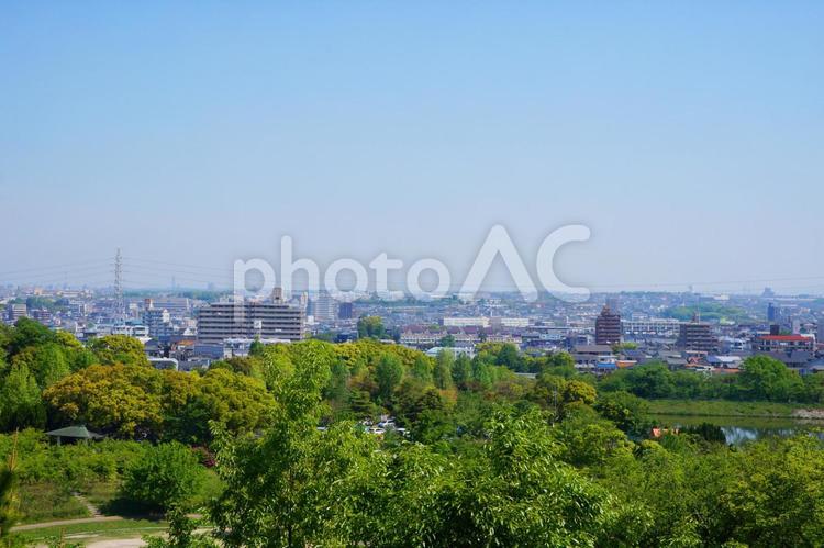 住宅街の景色 住宅街,遠景,景色の写真素材