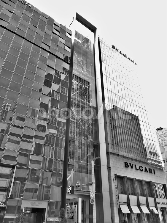 銀座の街並み１　白黒 日本,東京,中央区の写真素材