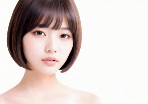 【透過】ボブヘアの女性・美容イメージ 【透過】ボブヘアの女性・美容イメージの写真