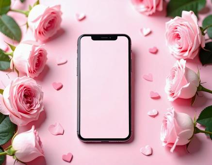 ガーリーなピンクのスマートフォン 01の写真