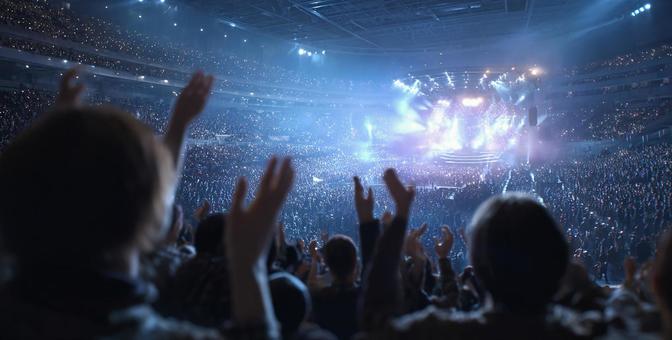 ライブ会場の盛り上がる群衆の写真