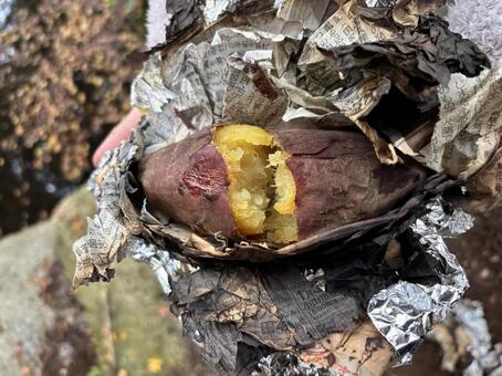焼き芋2 焼き芋,ホクホク,焚き火の写真素材