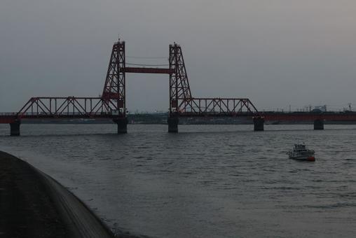 筑後川開閉橋 筑後川開閉橋,筑後川昇開橋,筑後川の写真素材