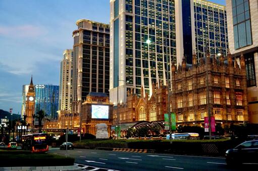 暮れ始めたマカオ・コタイ風景 路氹,マカオ,コタイの写真素材