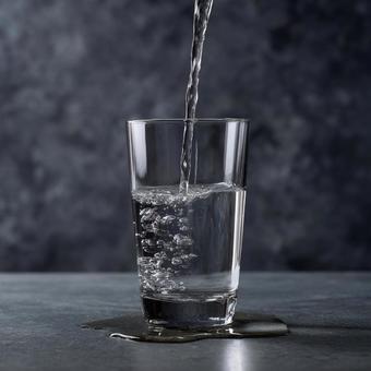 泡立つ水と透明なグラスの瞬間 泡立つ水と透明なグラスの瞬間の写真