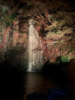 箕面の滝 もみじ,秋,赤色の写真素材