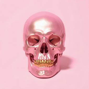 ピンクゴールドな髑髏のハロウィン飾り ピンクゴールドな髑髏のハロウィン飾りの写真