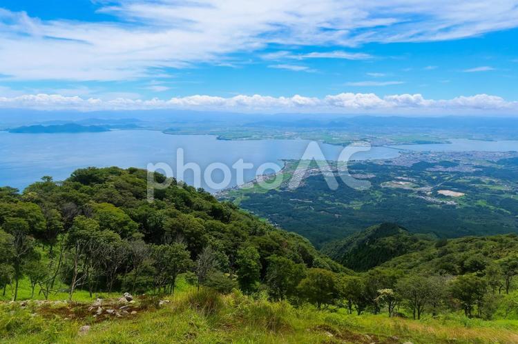 蓬莱山の風景 7月,比良山系,滋賀県の写真素材