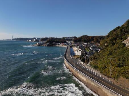 横須賀・たたら浜 2025年秋 ドローン,空撮,たたら浜の写真素材