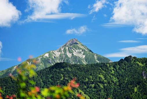 福地山から見える夏の笠ヶ岳 福地山から見える夏の笠ヶ岳 山,空,背景の写真素材