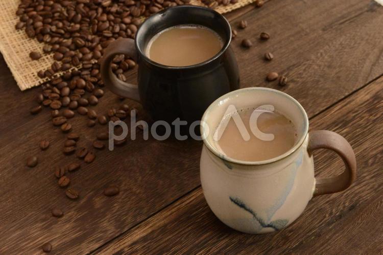 カフェ，秋冬のコーヒーイメージ コーヒー,珈琲,カフェの写真素材