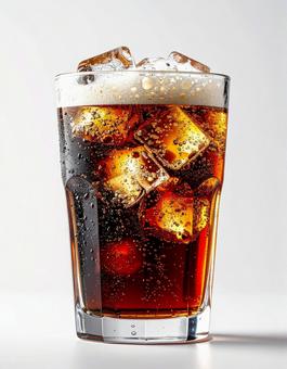 氷と泡の冷たいコーラ 氷と泡の冷たいコーラの写真
