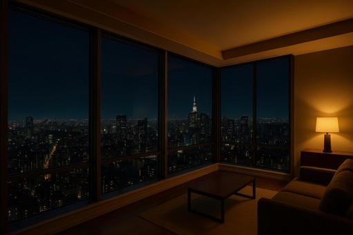 角部屋からの夜景眺望 角部屋からの夜景眺望の写真