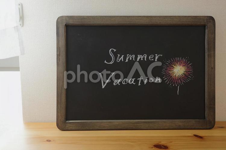 夏休み（英語）チョークアート風イラスト 夏休み,夏,summerの写真素材