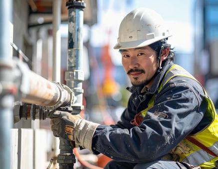 配管工事をする人 配管工事をする人の写真