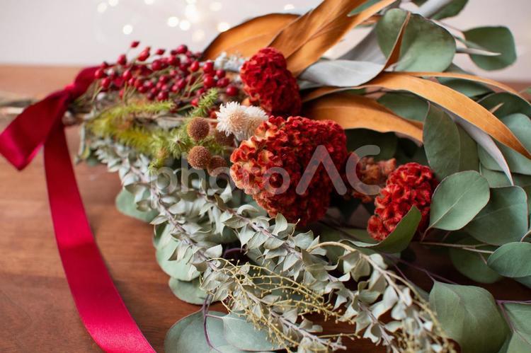 クリスマスのイメージ メリークリスマス,スワッグ,ポストカードの写真素材