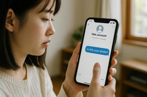 偽のSNSメッセージ受信画面 偽のSNSメッセージ受信画面の写真