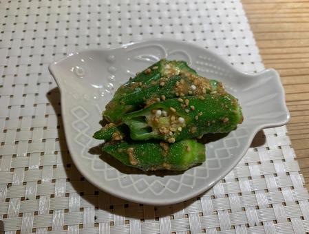 オクラの胡麻和え オクラの胡麻和え オクラ,胡麻和え,ネバネバの写真素材