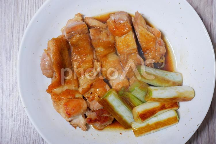 鶏の照り焼き　長ネギ添え　5 ねぎ,葱,テリヤキの写真素材