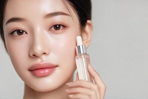美容液ボトルと女性モデル-3 美容液ボトルと女性モデル-3の写真