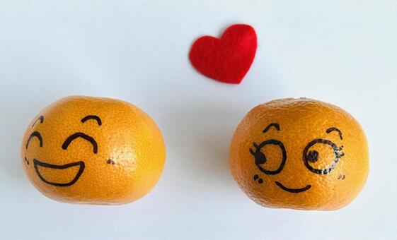 好き 喜び,みかん,柑橘類の写真素材