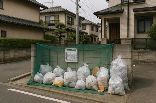 住宅街のゴミ捨て場 住宅街のゴミ捨て場の写真