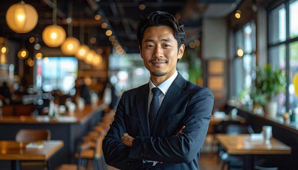 腕組みをするビジネスパーソンの写真