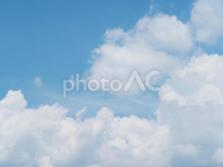 夏の青空と白い雲 空,雲,青空の写真素材