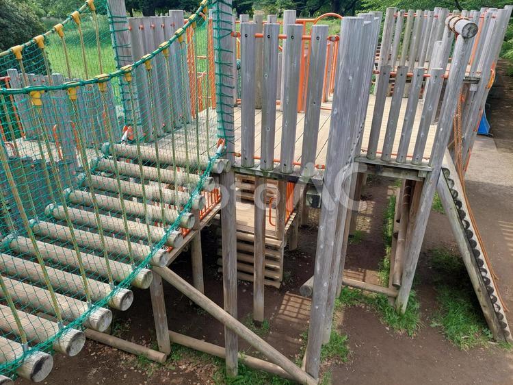 公園のアスレチック遊具の構造 アスレチック遊具,遊具,複合遊具の写真素材