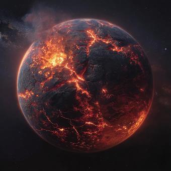 燃える火山惑星の輝き 燃える火山惑星の輝きの写真