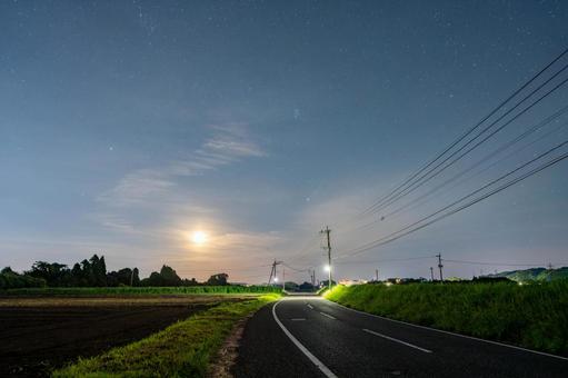 月と星空 月と星空の写真