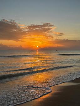 ビーチ朝日 ビーチ朝日 ビーチ,朝日,海の写真素材