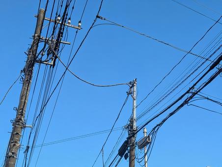 電線 電線 電線,電気,電柱の写真素材
