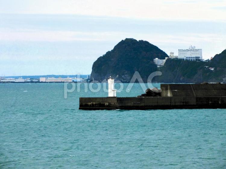 焼津のホテルが見える風景 海,空,海面の写真素材