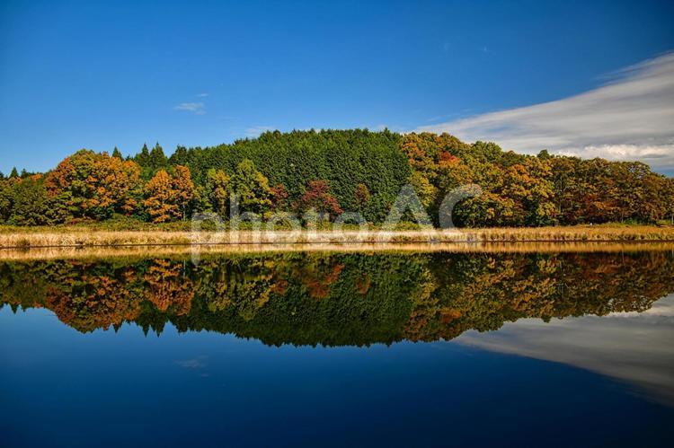 龍王ヶ渕の水鏡。 風景,自然,風景素材の写真素材
