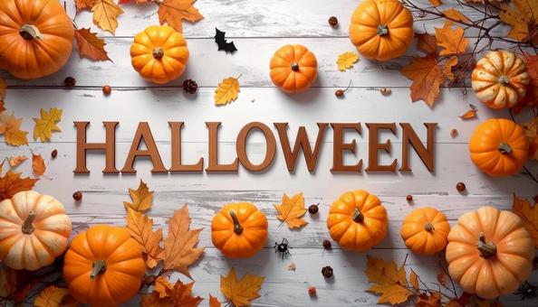 Halloweenの文字とカボチャの背景 Halloweenの文字とカボチャの背景の写真