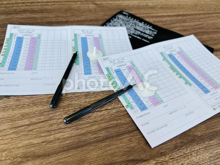 ゴルフスコアカード記録用紙 ゴルフ,スコアカード,スコアの写真素材