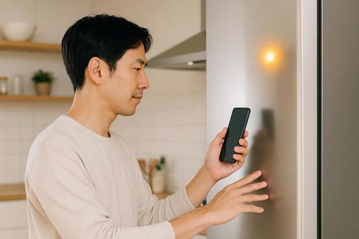 スマート冷蔵庫スマホ操作 スマート冷蔵庫スマホ操作の写真