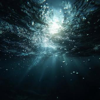 海底から見上げる幻想的な光景 海底から見上げる幻想的な光景の写真