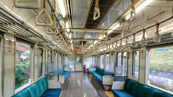 ローカル線の車内04 鉄道,ローカル線,座席の写真素材